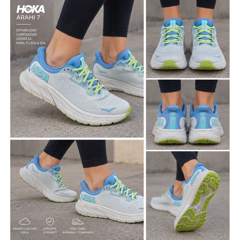 Hoka Arahi 7 Mens Blue White Stability Running Shoes Sneakers 1134508 size 8B
